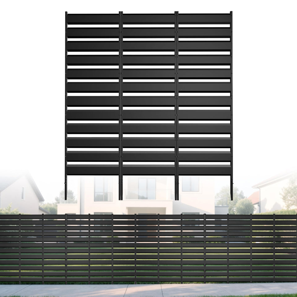 COLRASN privacy screen panels surrounding an outdoor unit for concealment and airflow
