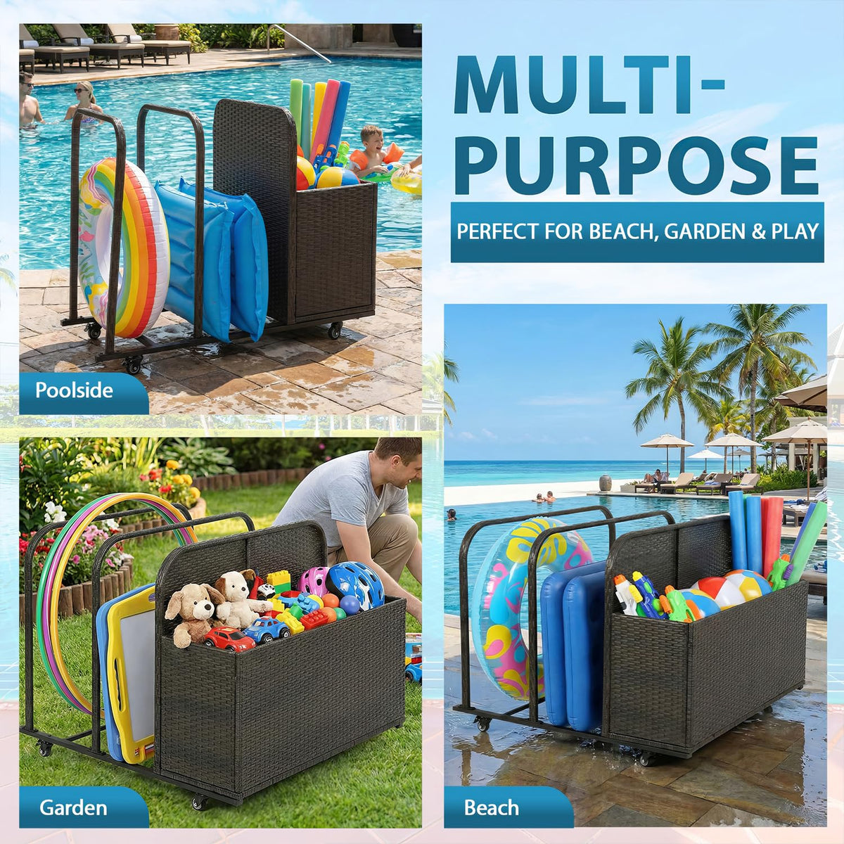 FDW open top design allows easy retrieval of pool essentials.