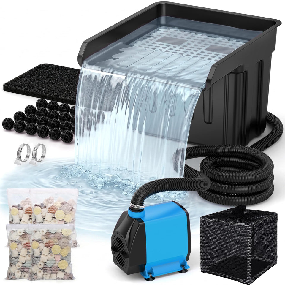 FEOXSHAL pond waterfall spillway kit enables easy backyard installation.
