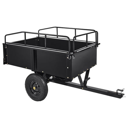Garvee 750 lbs utility trailer showing high capacity for heavy yard loads and tools.