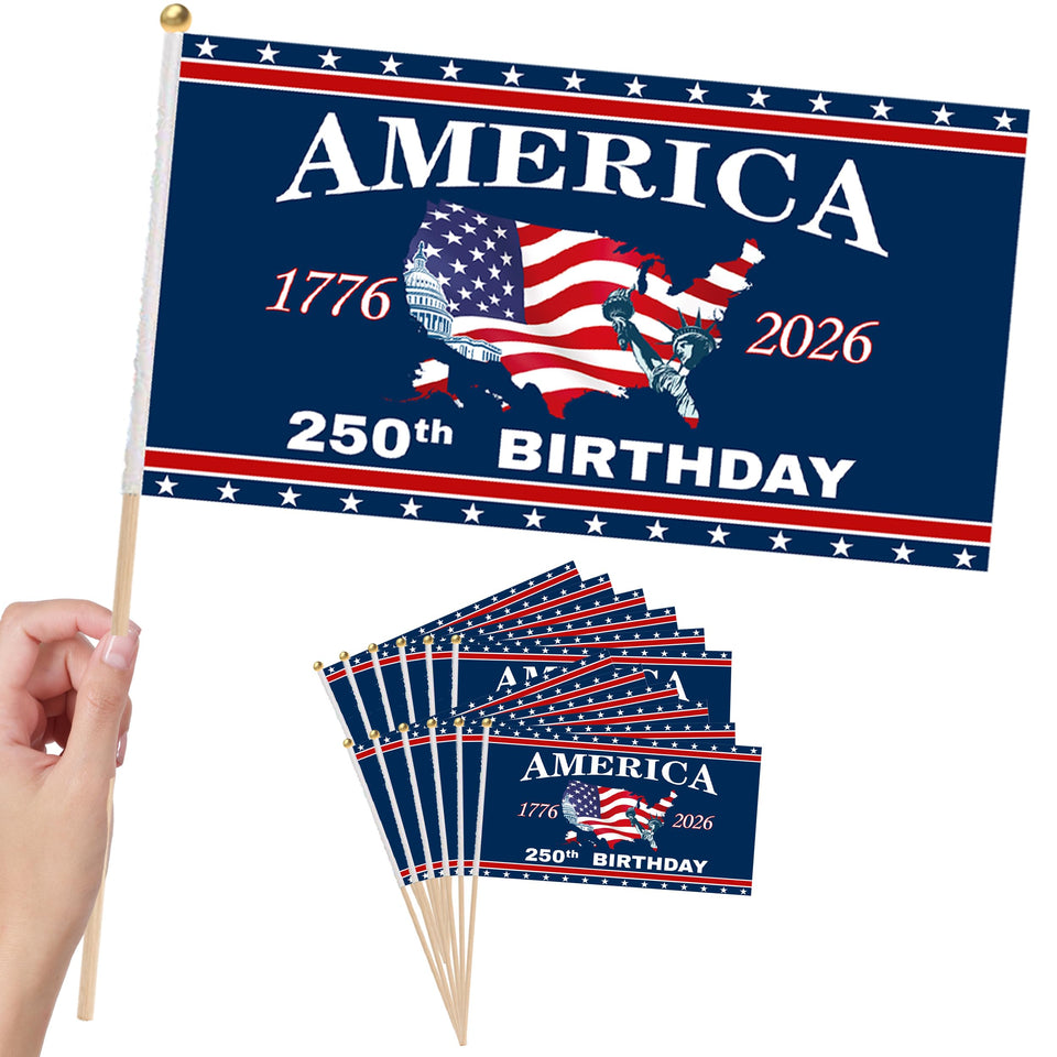 Generic 250th anniversary small-stick flag for outdoor display