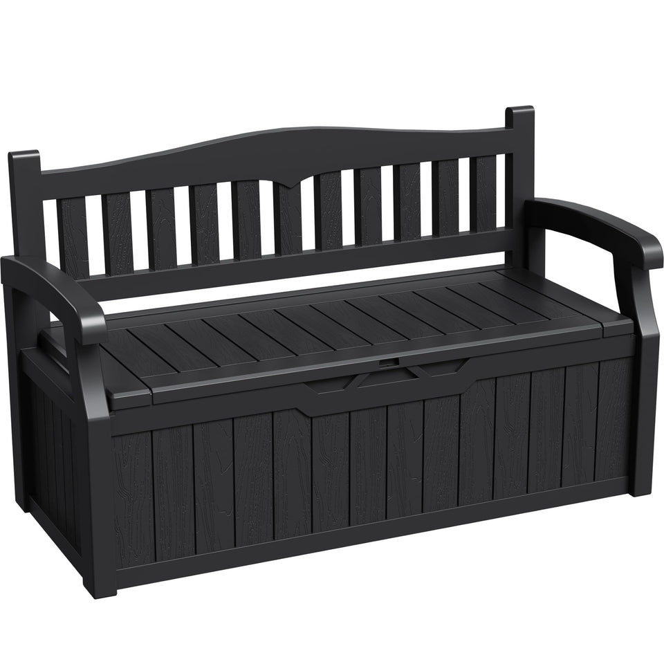 Greesum 80 gallon storage bench exterior view, sturdy outdoor seating option.
