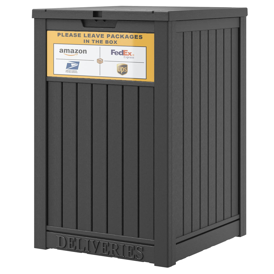 LHBGO delivery box with outdoor sign for clear parcel placement and security.