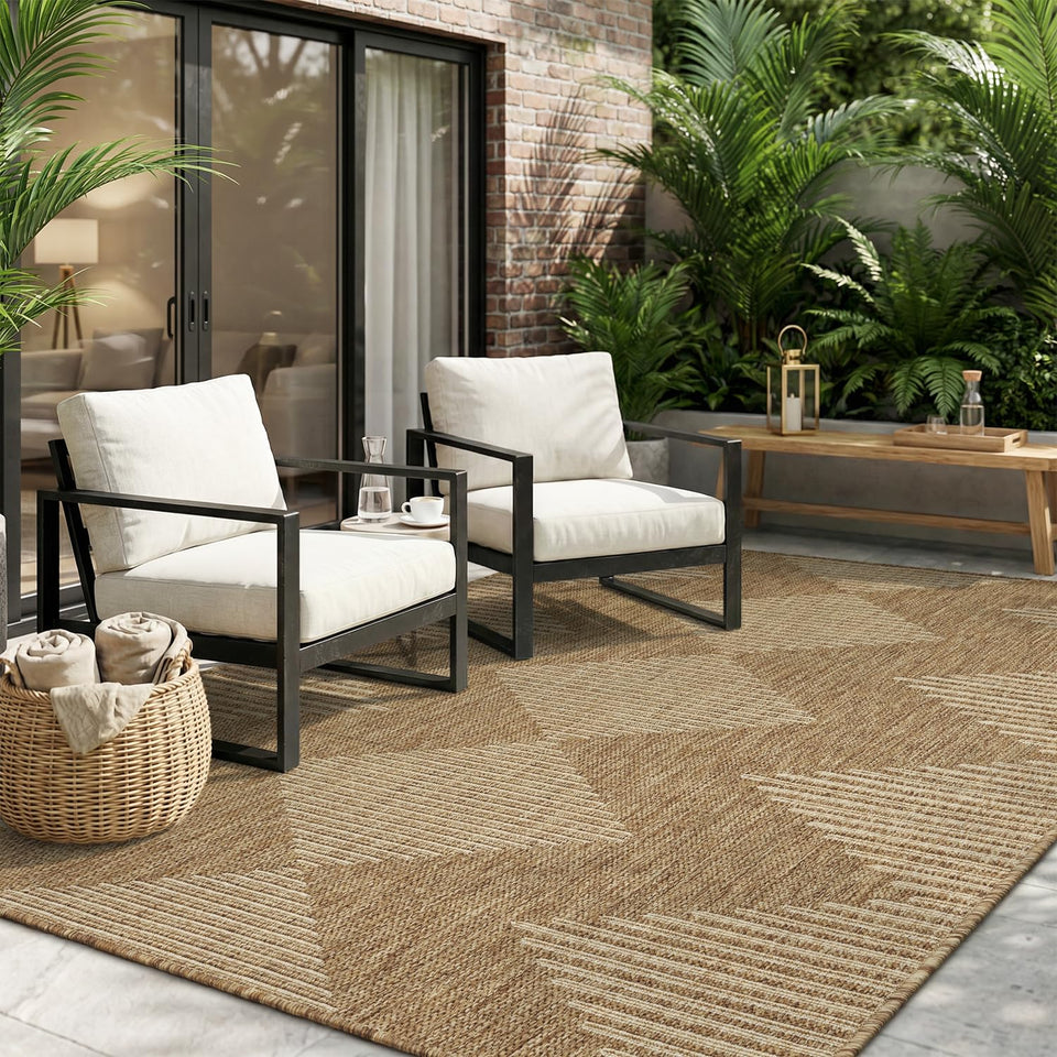 MontVoo outdoor rug 5x7 patio texture weave, fade-resistant for busy spaces