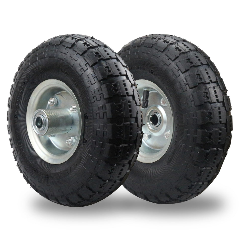 RRQ 10-inch pneumatic wheel side view for garden carts with durable rubber tire.