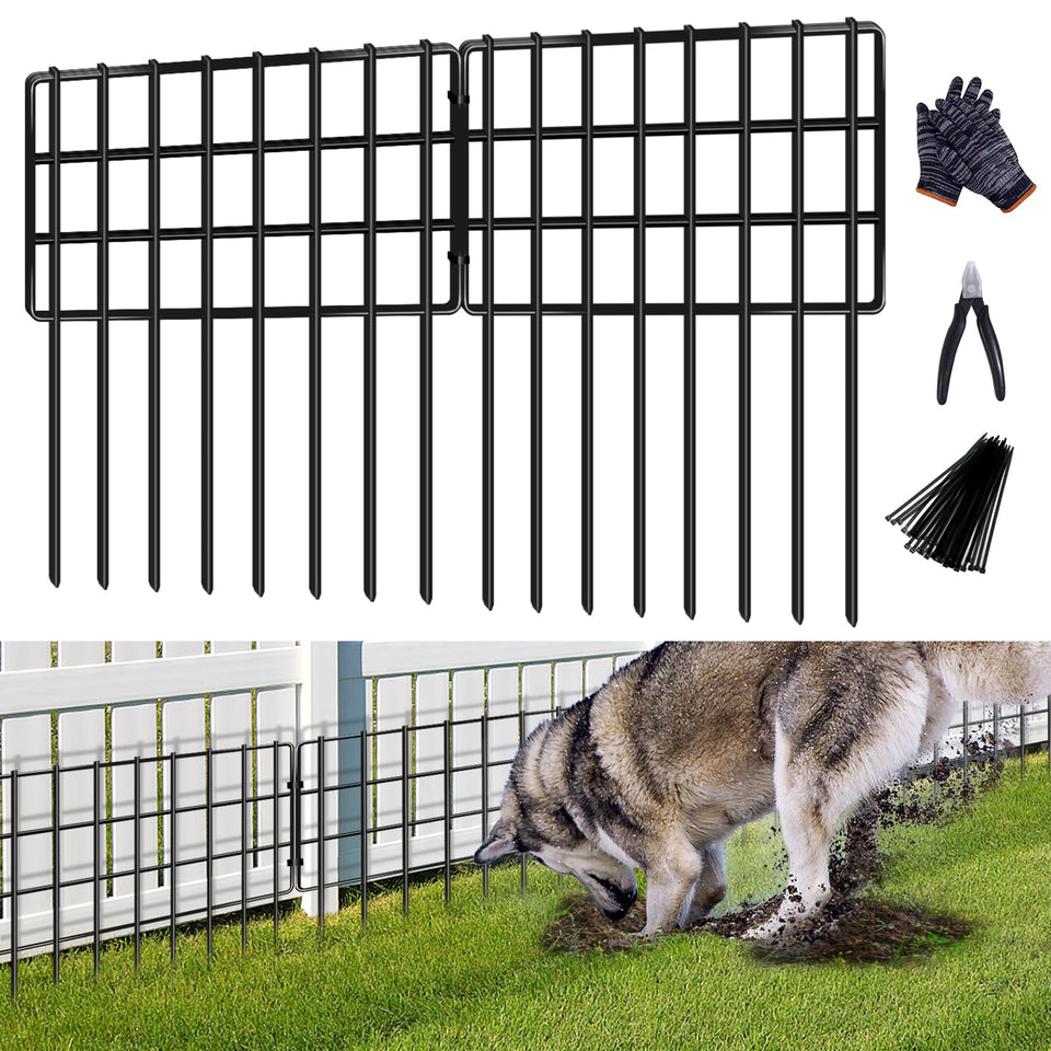 SCBIGM 25-panel animal barrier fence blocks digging and protects gardens from pets and rabbits.