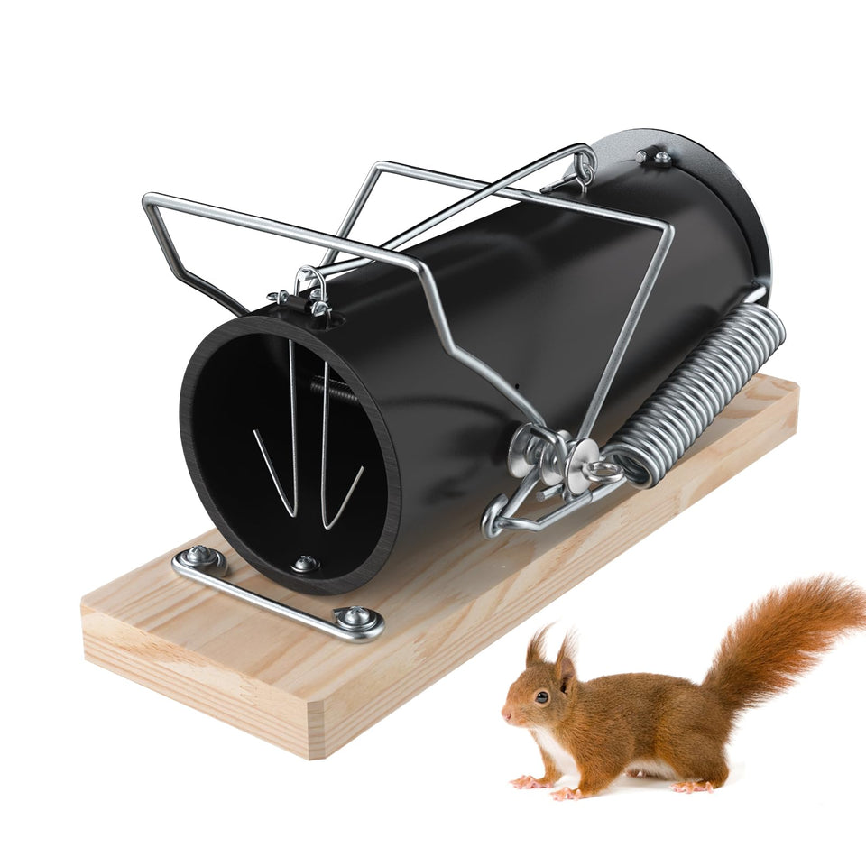 Schadro squirrel trap ready for outdoor assembly, compact and ready for placement.