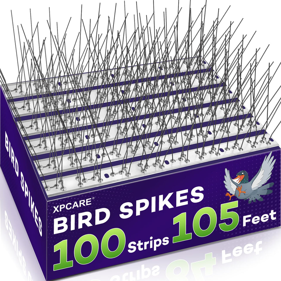 XPCARE 105ft bird spikes strip pack deters birds along roofs and ledges.